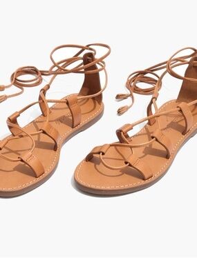 Madewell Tan Leather Lace-Up Gladiator Sandals